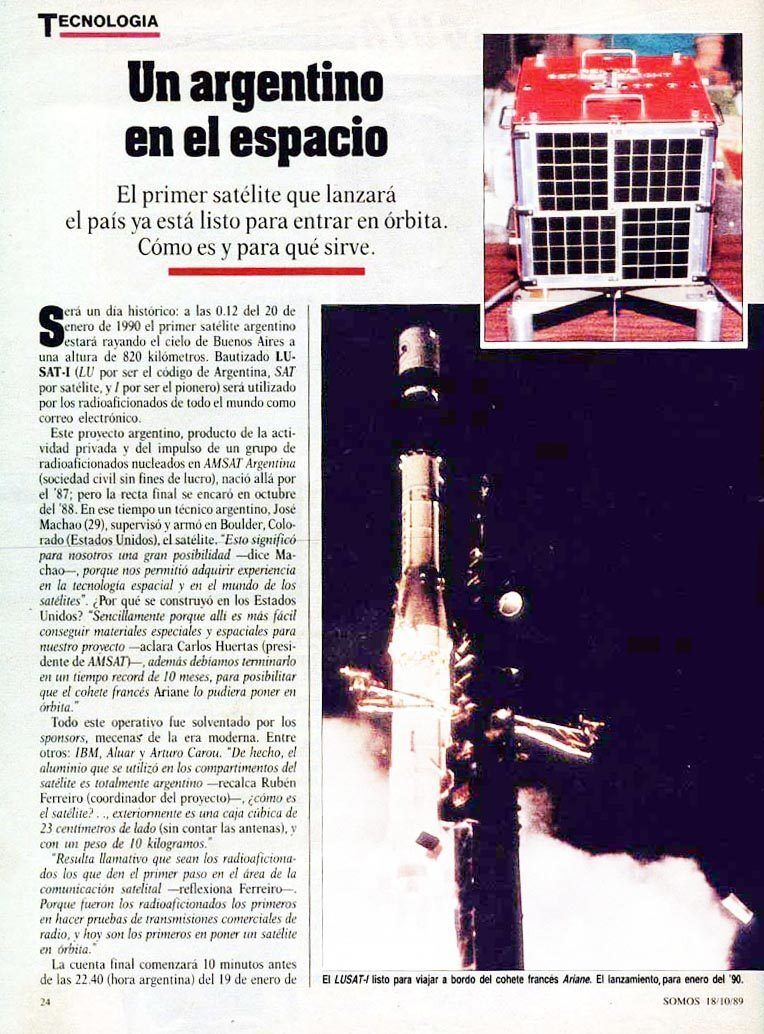 Nota de la revista Somos: Un argentino en el espacio