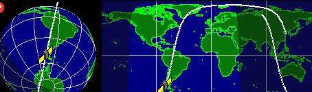 Mapa mundial de propagación y trayectoria orbital